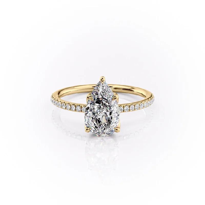 The Pave Lisa Set With A 3.5 Carat Pear Moissanite