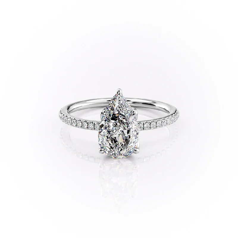 The Pave Lisa Set With A 1.5 Carat Pear Moissanite