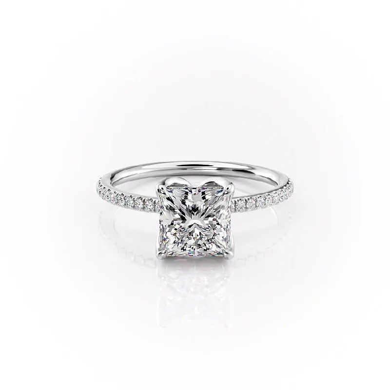 The Pave Lisa Set With A 3.5 Carat Princess Moissanite