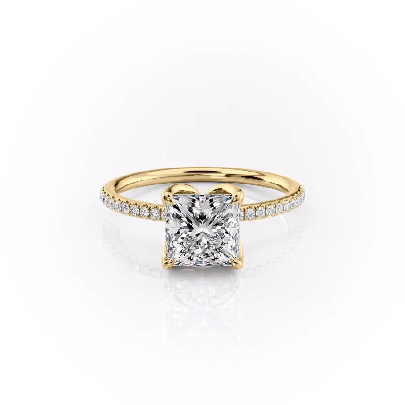 The Pave Lisa Set With A 2 Carat Princess Moissanite