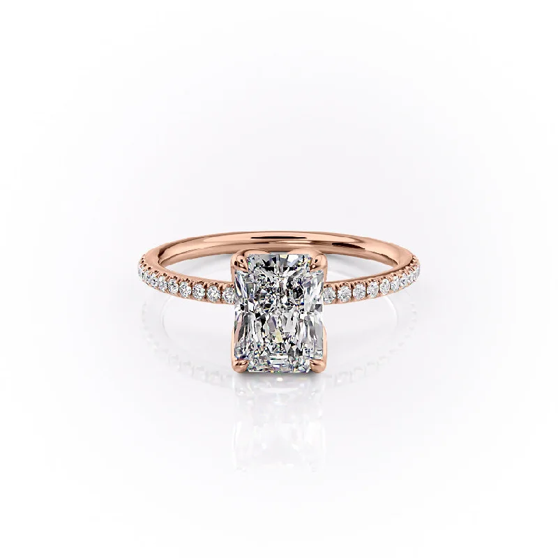 The Pave Lisa Set With A 1.5 Carat Radiant Moissanite