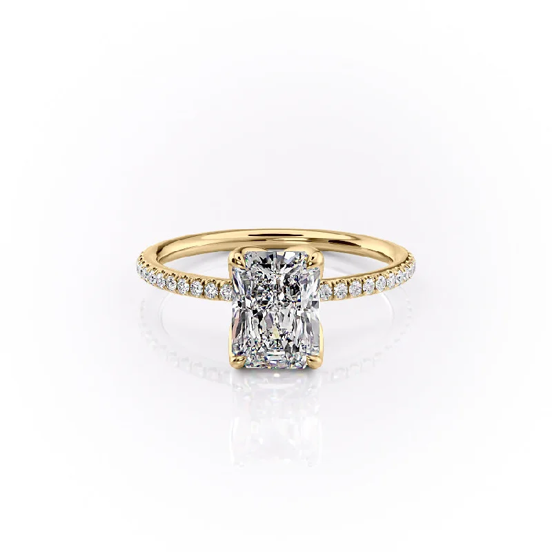 The Pave Lisa Set With A 1 Carat Radiant Moissanite